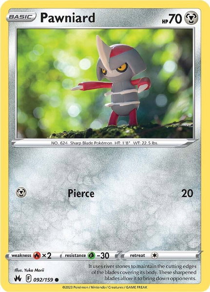 Pawniard (92) trading card from SWSH: Crown Zenith Pawniard (92) - SWSH: Crown Zenith Pokémon trading card