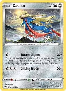 Zacian - SWSH: Crown Zenith (CRZ) #094/159 - Holo Rare Pokémon Trading Card