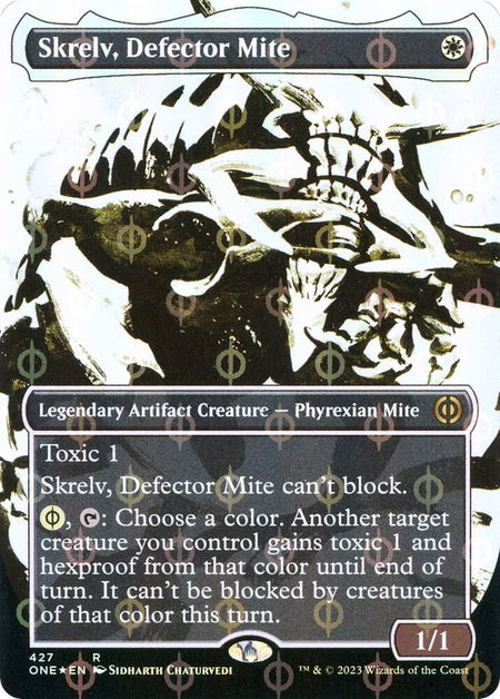 Skrelv, Defector Mite (Showcase) (Step-and-Compleat Foil) - Phyrexia: All Will Be One Magic: The Gathering trading card