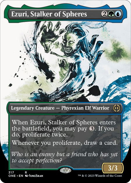 Ezuri, Stalker of Spheres (Showcase) - Phyrexia: All Will Be One Magic: The Gathering trading card