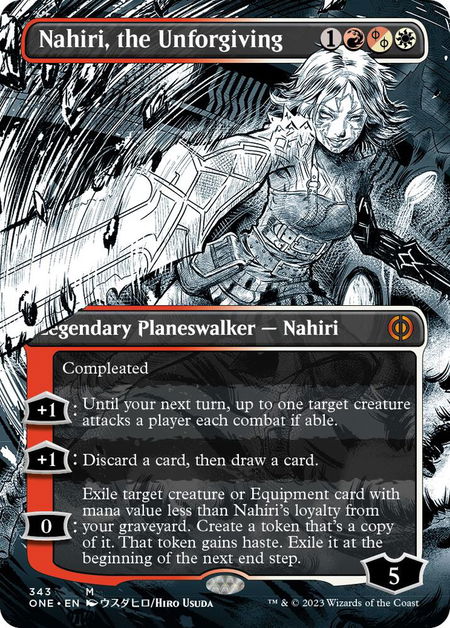 Nahiri, the Unforgiving (Borderless) - Phyrexia: All Will Be One Magic: The Gathering trading card