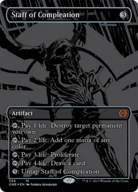 Staff of Compleation (Oil Slick Raised Foil) - Phyrexia: All Will Be One Magic: The Gathering trading card