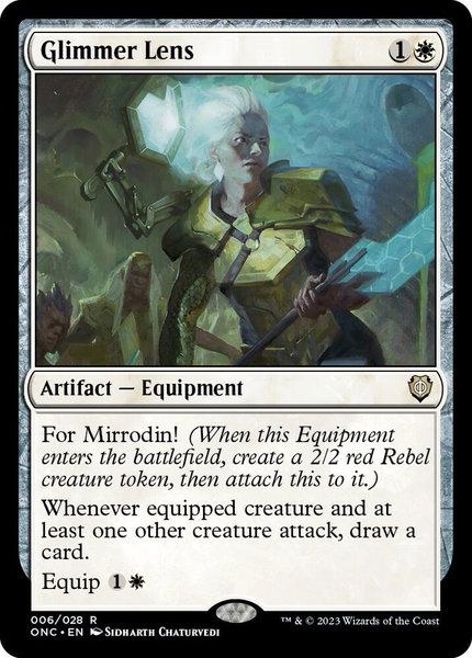 Glimmer Lens trading card from Commander: Phyrexia: All Will Be One Glimmer Lens - Commander: Phyrexia: All Will Be One Magic: The Gathering trading card