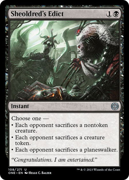 Sheoldred's Edict - Phyrexia: All Will Be One Magic: The Gathering trading card