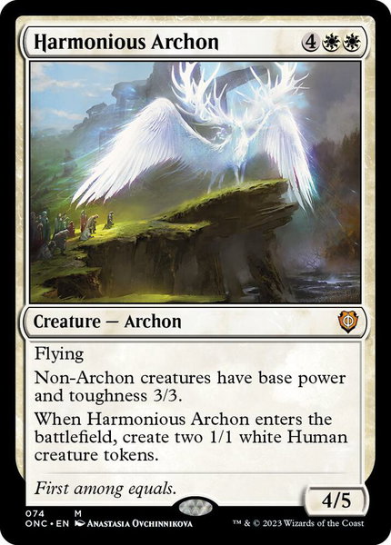 Harmonious Archon trading card from Commander: Phyrexia: All Will Be One Harmonious Archon - Commander: Phyrexia: All Will Be One Magic: The Gathering trading card