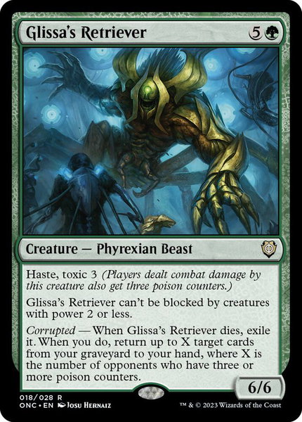 Glissa's Retriever trading card from Commander: Phyrexia: All Will Be One Glissa's Retriever - Commander: Phyrexia: All Will Be One Magic: The Gathering trading card