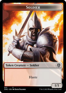 Soldier (017) // Eldrazi Double-Sided Token - Commander: Phyrexia: All Will Be One (ONC) #17 // 1 - Token Magic: The Gathering Trading Card