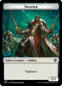 Soldier (008) // Angel (003) Double-Sided Token - Commander: Phyrexia: All Will Be One (ONC) #8 // 3 - Token Magic: The Gathering Trading Card