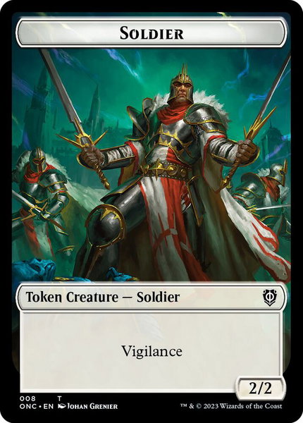 Soldier (008) // Angel (003) Double-Sided Token - Commander: Phyrexia: All Will Be One Magic: The Gathering trading card