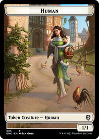 Human // Spirit Double-Sided Token - Commander: Phyrexia: All Will Be One (ONC) #5 // 9 - Token Magic: The Gathering Trading Card