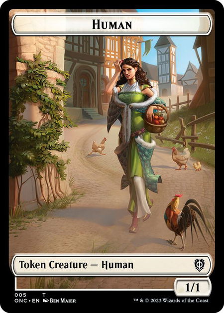 Human // Spirit Double-Sided Token - Commander: Phyrexia: All Will Be One Magic: The Gathering trading card