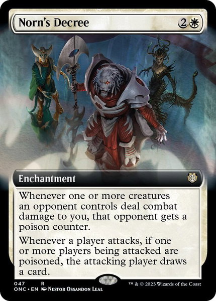 Norn's Decree (Extended Art) - Commander: Phyrexia: All Will Be One Magic: The Gathering trading card