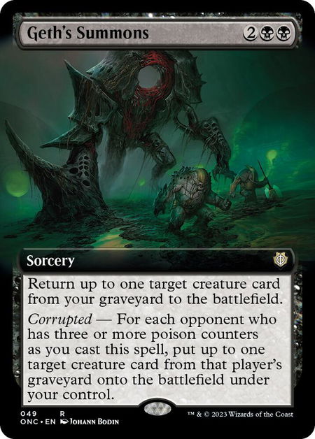 Geth's Summons (Extended Art) - Commander: Phyrexia: All Will Be One Magic: The Gathering trading card