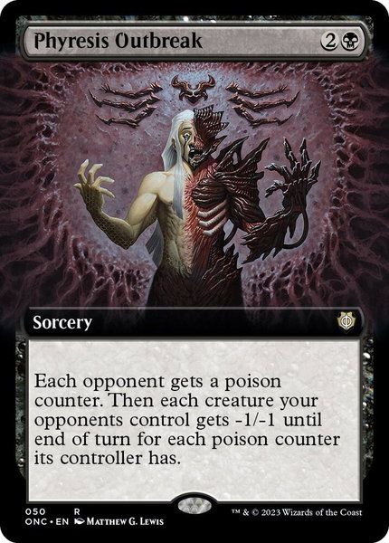 Phyresis Outbreak (Extended Art) trading card from Commander: Phyrexia: All Will Be One Phyresis Outbreak (Extended Art) - Commander: Phyrexia: All Will Be One Magic: The Gathering trading card