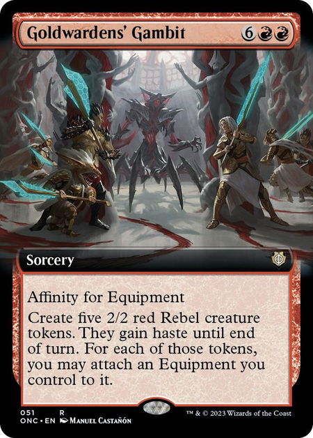 Goldwardens' Gambit (Extended Art) - Commander: Phyrexia: All Will Be One Magic: The Gathering trading card