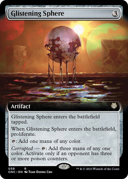Glistening Sphere (Extended Art) - Commander: Phyrexia: All Will Be One Magic: The Gathering trading card