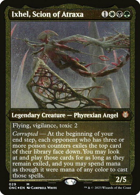 Ixhel, Scion of Atraxa (Display Commander) (Foil Etched) - Thick Stock - Commander: Phyrexia: All Will Be One Magic: The Gathering trading card