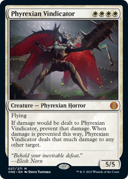 Phyrexian Vindicator trading card from Phyrexia: All Will Be One Phyrexian Vindicator - Phyrexia: All Will Be One Magic: The Gathering trading card