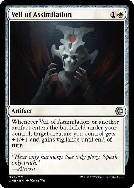 Veil of Assimilation trading card from Phyrexia: All Will Be One Veil of Assimilation - Phyrexia: All Will Be One Magic: The Gathering trading card
