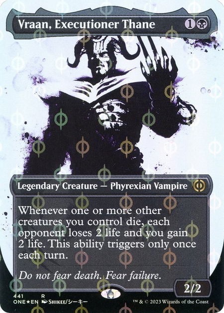 Vraan, Executioner Thane (Showcase) (Step-and-Compleat Foil) - Phyrexia: All Will Be One Magic: The Gathering trading card