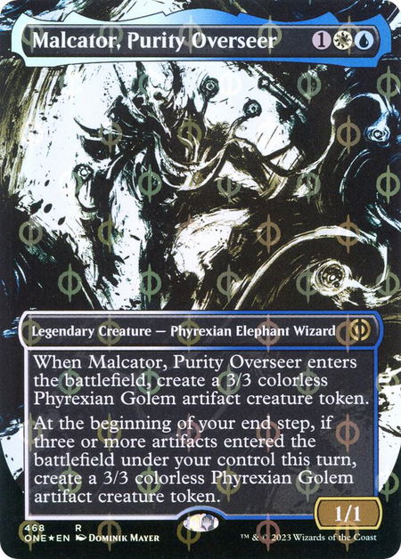 Malcator, Purity Overseer (Showcase) (Step-and-Compleat Foil) - Phyrexia: All Will Be One Magic: The Gathering trading card