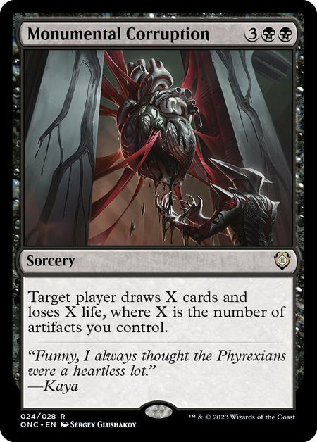 Monumental Corruption - Commander: Phyrexia: All Will Be One Magic: The Gathering trading card