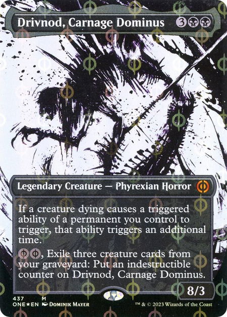 Drivnod, Carnage Dominus (Showcase) (Step-and-Compleat Foil) - Phyrexia: All Will Be One Magic: The Gathering trading card