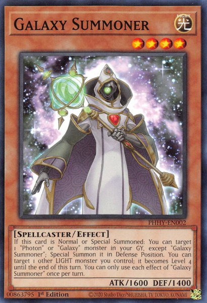 Galaxy Summoner trading card from Photon Hypernova Galaxy Summoner - Photon Hypernova YuGiOh trading card