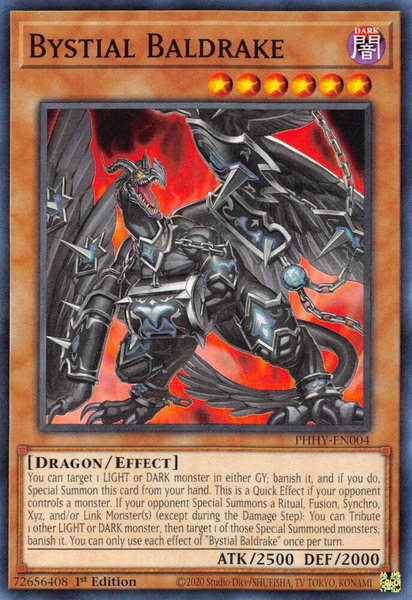 Bystial Baldrake trading card from Photon Hypernova Bystial Baldrake - Photon Hypernova YuGiOh trading card