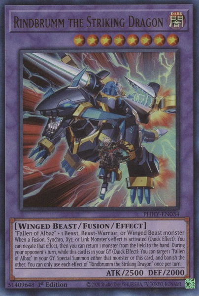 Rindbrumm the Striking Dragon trading card from Photon Hypernova Rindbrumm the Striking Dragon - Photon Hypernova YuGiOh trading card