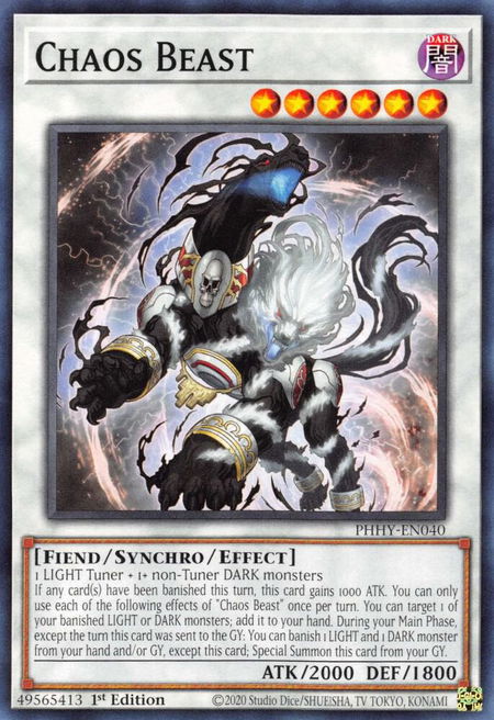 Chaos Beast trading card from Photon Hypernova Chaos Beast - Photon Hypernova YuGiOh trading card
