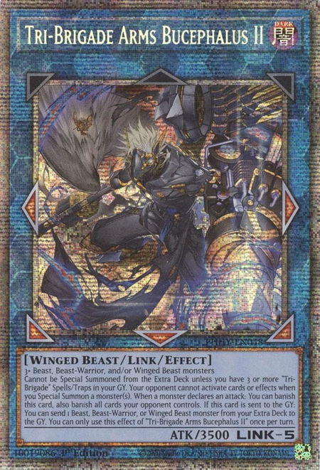 Tri-Brigade Arms Bucephalus II (Starlight Rare) trading card from Photon Hypernova Tri-Brigade Arms Bucephalus II (Starlight Rare) - Photon Hypernova YuGiOh trading card
