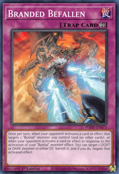 Branded Befallen trading card from Photon Hypernova Branded Befallen - Photon Hypernova YuGiOh trading card