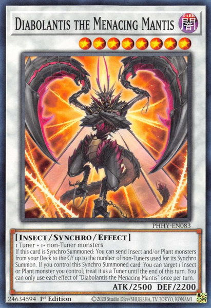Diabolantis the Menacing Mantis trading card from Photon Hypernova Diabolantis the Menacing Mantis - Photon Hypernova YuGiOh trading card