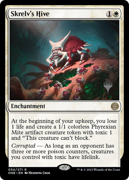 Skrelv's Hive trading card from Promo Pack: Phyrexia: All Will Be One Skrelv's Hive - Promo Pack: Phyrexia: All Will Be One Magic: The Gathering trading card