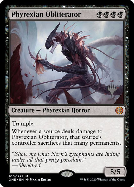 Phyrexian Obliterator trading card from Promo Pack: Phyrexia: All Will Be One Phyrexian Obliterator - Promo Pack: Phyrexia: All Will Be One Magic: The Gathering trading card