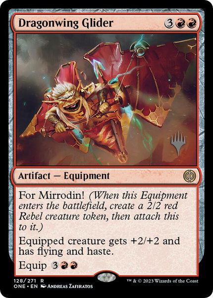 Dragonwing Glider trading card from Promo Pack: Phyrexia: All Will Be One Dragonwing Glider - Promo Pack: Phyrexia: All Will Be One Magic: The Gathering trading card