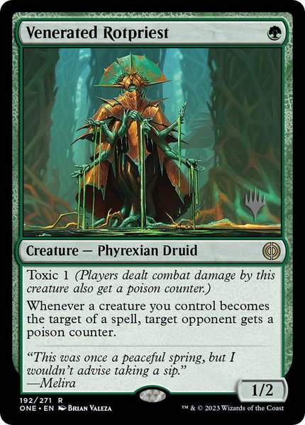 Venerated Rotpriest trading card from Promo Pack: Phyrexia: All Will Be One Venerated Rotpriest - Promo Pack: Phyrexia: All Will Be One Magic: The Gathering trading card