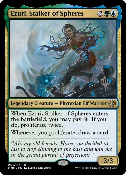 Ezuri, Stalker of Spheres trading card from Promo Pack: Phyrexia: All Will Be One Ezuri, Stalker of Spheres - Promo Pack: Phyrexia: All Will Be One Magic: The Gathering trading card