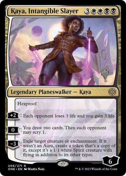 Kaya, Intangible Slayer trading card from Promo Pack: Phyrexia: All Will Be One Kaya, Intangible Slayer - Promo Pack: Phyrexia: All Will Be One Magic: The Gathering trading card