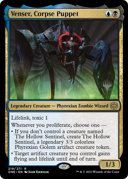 Venser, Corpse Puppet trading card from Promo Pack: Phyrexia: All Will Be One Venser, Corpse Puppet - Promo Pack: Phyrexia: All Will Be One Magic: The Gathering trading card