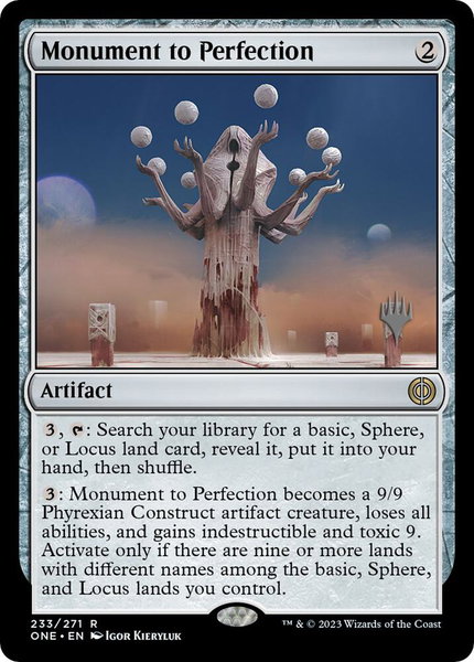 Monument to Perfection trading card from Promo Pack: Phyrexia: All Will Be One Monument to Perfection - Promo Pack: Phyrexia: All Will Be One Magic: The Gathering trading card
