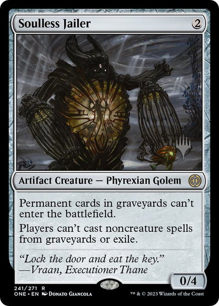 Soulless Jailer trading card from Promo Pack: Phyrexia: All Will Be One Soulless Jailer - Promo Pack: Phyrexia: All Will Be One Magic: The Gathering trading card