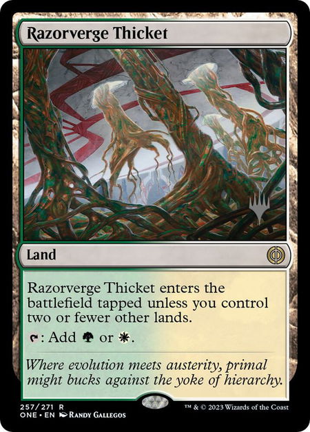 Razorverge Thicket - Promo Pack: Phyrexia: All Will Be One Magic: The Gathering trading card