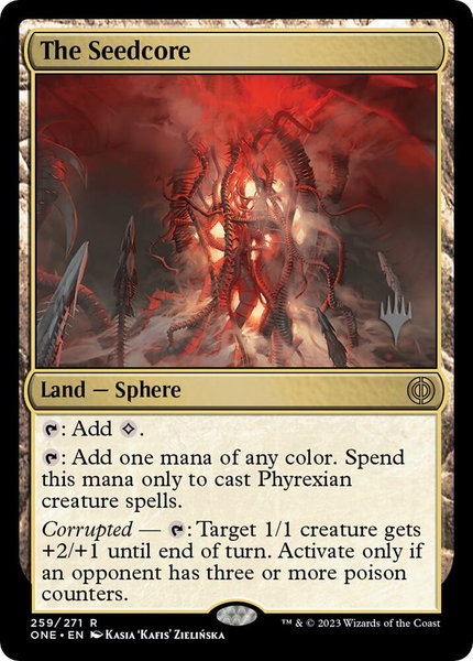 The Seedcore trading card from Promo Pack: Phyrexia: All Will Be One The Seedcore - Promo Pack: Phyrexia: All Will Be One Magic: The Gathering trading card