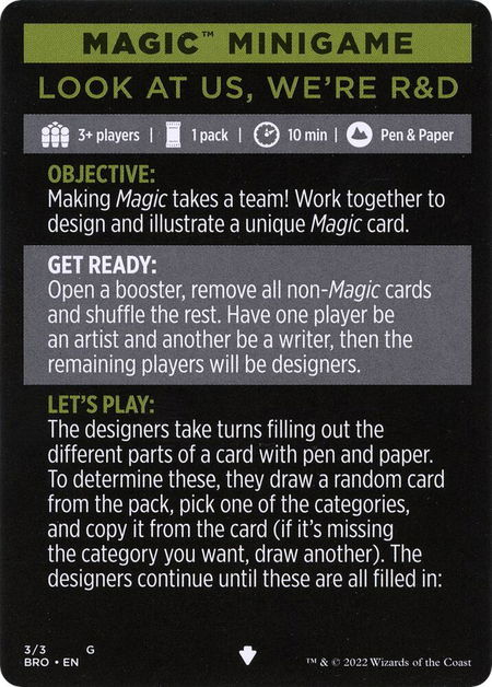Magic Minigame: Look at Us, We're R&D - The Brothers' War Magic: The Gathering trading card