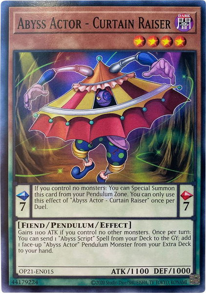 Abyss Actor - Curtain Raiser trading card from OTS Tournament Pack 21 Abyss Actor - Curtain Raiser - OTS Tournament Pack 21 YuGiOh trading card