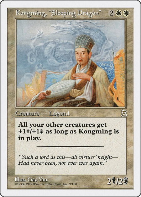 Kongming, "Sleeping Dragon" trading card from Portal Three Kingdoms Kongming, "Sleeping Dragon" - Portal Three Kingdoms Magic: The Gathering trading card