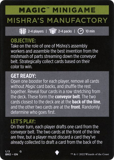 Magic Minigame: Mishra's Manufactory - The Brothers' War Magic: The Gathering trading card