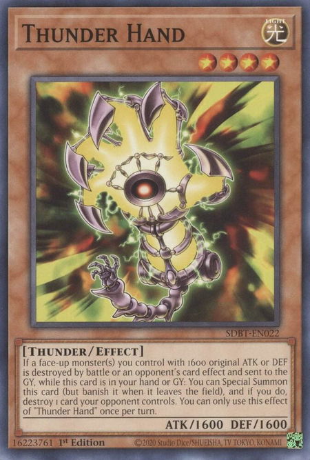 Thunder Hand - Structure Deck: Beware of Traptrix YuGiOh trading card
